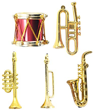 JOINPAYA 5stücke Miniatur Musikinstrumente Set Simulation Von Instrumenten Für Spielzeug Fantasie Für Puppenhäuser Und Partys
