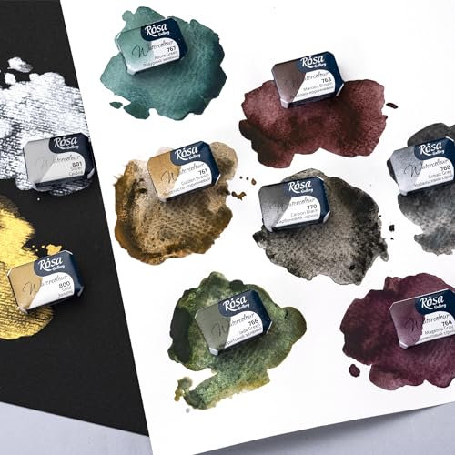 Rosa Gallery Granulation Professional Aquarellfarben 1/1 Voll Napfs Set, 2,5 ml x10