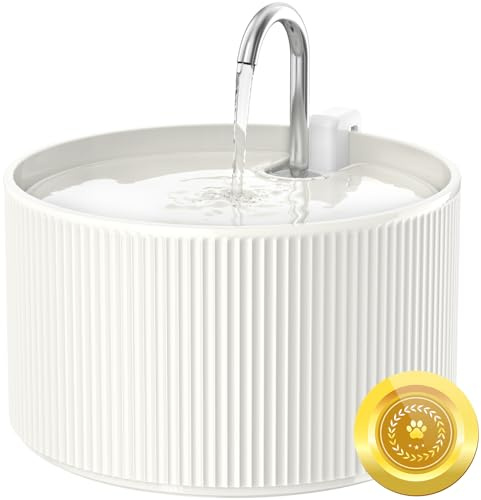 Fontana per gatti in ceramica, 2,2 l, fontana automatica per animali domestici, per gatti e cani di piccola taglia, ultra silenziosa, senza BPA, con filtro, facile da pulire