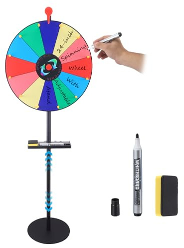 Glücksrad zum Drehen 17, Glücksrad Drehrad Spielzeug mit Stiftehalter Höhenverstellbar, 43cm Sie das Glücksradspiel Rad Spiele für Lotteriespiele Wortspiele Karneval und Messe Preisrad Lucky Wheel