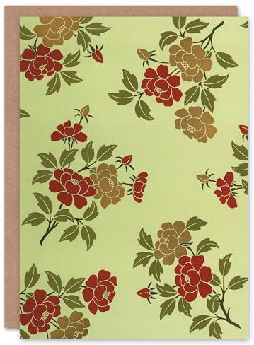 Artery8 GA and MA Audsley Art Card Japanese Flowers and Leaves Pattern