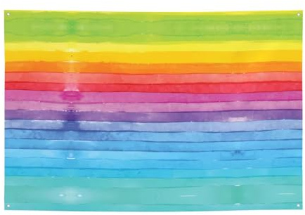 Regenbogenfarbene, gestreifte Banner und Flaggen, hängende Hintergründe, geeignet für Urlaubsparty-Zubehör und Heimdekoration.