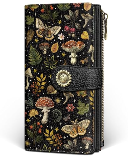 GIANCOMICS Mushroom Womens Wallet RFID Blocking, Credit Card Holder Bifold