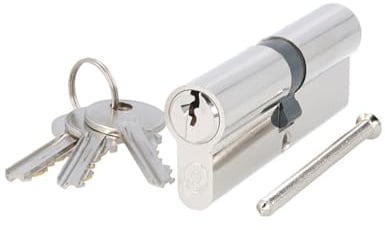 MS Beschläge Profilzylinder Messing vernickelt – Sicherheits-Türzylinder mit 5-Stift-System, inkl. 3 Schlüsseln - Doppelzylinder Schließzylinder Zylinderschloss (gleichschließend, 45/45mm)