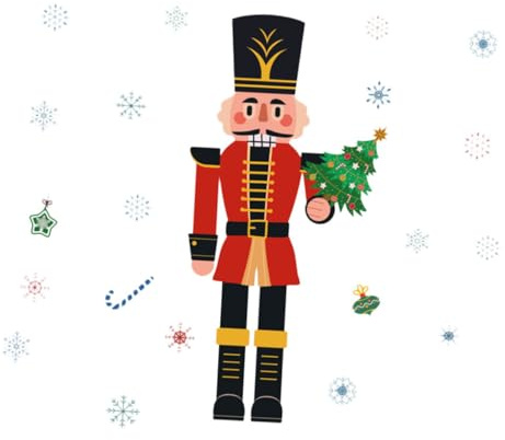 LOLIPPYY Weihnachts Nussknacker Fensteraufkleber aus PVC Selbstklebend für Glatte Oberflächen Weihnachtswand und Fensterdeko für Wohnzimmer Kinderzimmer und Party