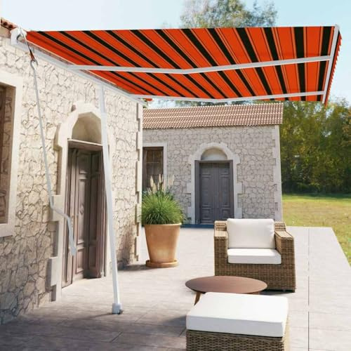 Tenda da sole automatica, 350 x 250 cm, arancione/marrone, tenda da sole per balcone, terrazza, giardino, montaggio richiesto