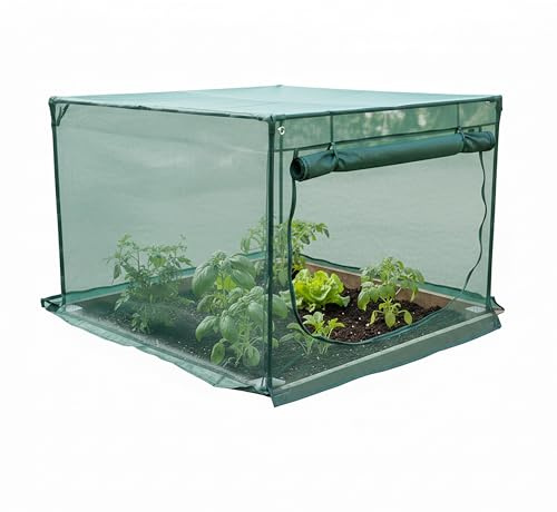 Relaxdays Pflanzenschutzabdeckung für Hochbeet, Insektenschutz, HBT: 100x125x125 cm, Schutzhaube Gemüse, PP, Eisen, grün