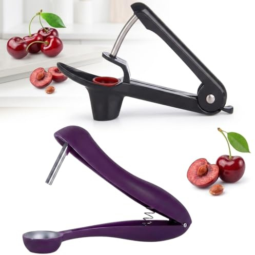 2 PCS Cherry Pitter, Olive Pitter Tool, Cherry Stoner with Efficient Design, Durable Steel Construction for Home Kitchen Use, Ergonomic Handle and Durable Materials