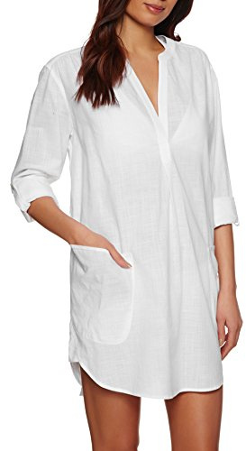 Seafolly Damen Boyfriend Shirt Cover Up Badebekleidung, Beach Basics Weiß, S