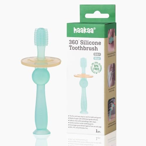 Haakaa 360 Grad Silikon Baby Zahnbürste, blau, 16 g