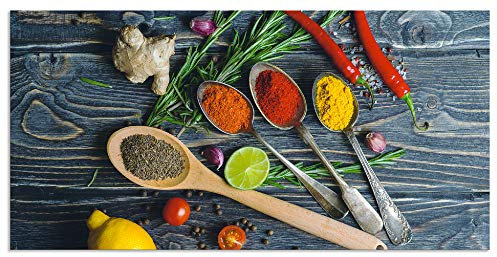 ARTland Spritzschutz Küchenrückwand aus Alu für Küche Herd Spüle 120x60 cm (BxH) mit Motiv Essen Lebensmittel Gewürze Kräuter Chili Chilischote H9KD