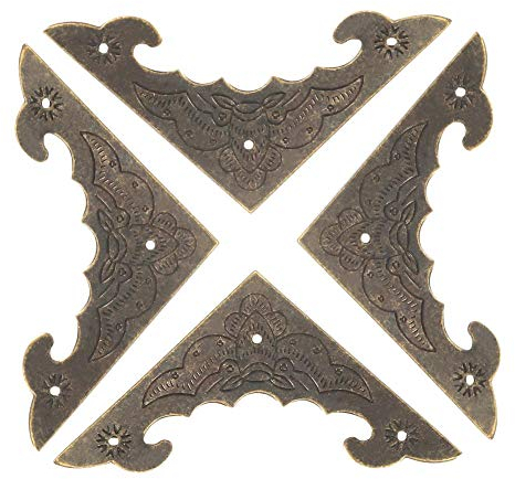12pcs Wood Box Corner Protectors Metal Iron Bronze Corner Protector Edge Safety Guard Decoration Antique Jewelry Scrapbook Book Corner Decor(S)