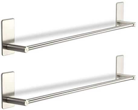 2 x Hakenleiste TALIDA Edelstahl selbstklebend mit 3M Klebepad (Länge: 585 mm/Stangen-Ø 12 mm) inkl. 3 S-Haken für Küche und Bad Wandhaken von SO-TECH®