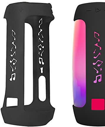 Geekria Silicone Speaker Case Cover, Compatible with JBL Pulse 4 Case, Replacement Bluetooth Speakers Travel Carrying Case with Keychain Hook, with Shoulder Strap (Schwarz)