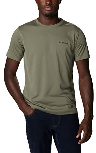 Columbia Men's Zero Rules Short Sleeve Shirt Technical Short Sleeve T-Shirt, Stone Green, Size S
