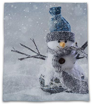 YISUMEI Kuscheldecke Schneemann Decke Sanft Flanell Weich Fleecedecke 135x200 cm