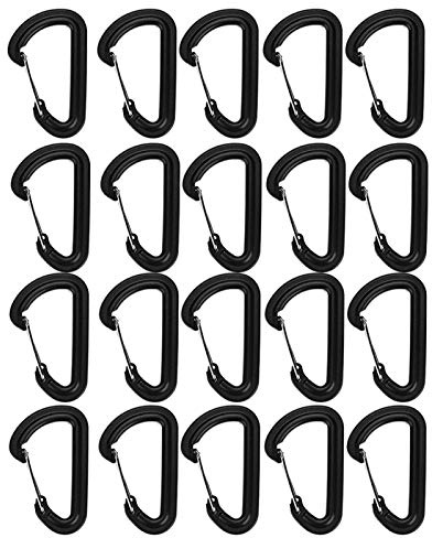 Mousquetons en Plastique mosquetones petit mousqueton plastique Forme de D Boucle de Verrouillage pour Randonnée Escalade Camping Bricolage Fixation Sangles (20 Pièces)