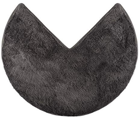 fluffy® Badteppich für Eckduschen, Hochflor aus Mikrofaser, rutschfeste Unterseite (Rund | Innenmaße 45 x 45 cm, Anthrazit)