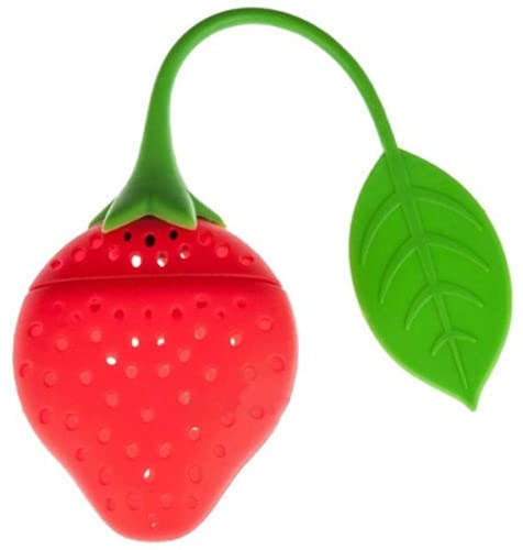 Forma de Fresa Infusor de Té de Silicona - Bolsa para Hojas Sueltas, Filtro de Hierbas y Especias - Accesorio de Cocina de Diseño Moderno