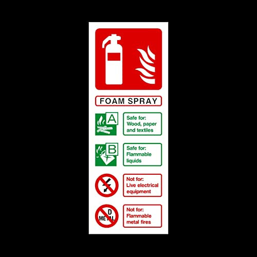 Fire Extinguisher Foam Spray Identifier Self Adhesive Sticker - Choose your design 75x200mm