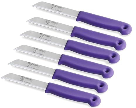 Set de couteaux à fruits de Solingen Fabriqué en Allemagne Lames tranchantes en acier inoxydable pour couper les fruits et légumes (Lot de 6, Long/Dentelé)