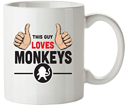 FoxyPrinting This Guy Loves Monkeys Personalised Adult Office Mug
