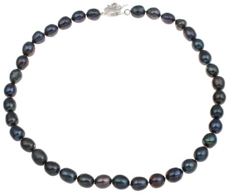 Treasure Bay Elegante collana di perle d'acqua dolce barocche da 8-9 mm, per donne e ragazze: bianco, rosa, grigio, nero, verde, rosso scuro, Perla, Perla