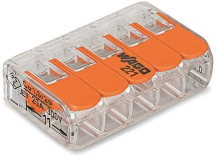 Wago 5-Way Compact Lever Connector 221-415 Pack of 5