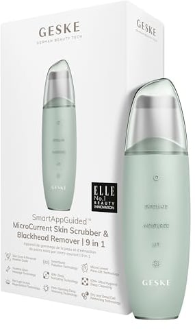 GESKE | SmartAppGuided™ MicroCurrent Skin Scrubber & Blackhead Remover | 9 in 1 | Skincare Tools | Face Cleaning | Anti Aging und Reinigung | Professionelle Gesichtsstraffung | Mitesserentferner