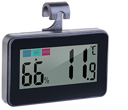Aquarium Thermometer Hygrometer, Mini LCD Digital Temperatur- und Luftfeuchtigkeitsmonitor mit Haken für Reptilien Terrarium, C/F-Schalter