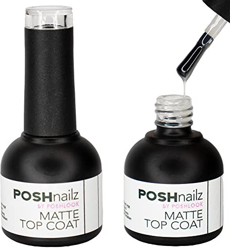 PoshLook Nail Gel Polish Matte No-Wipe Top Coat 12ml UV/LED Soak-Off Nail Art For Salon & Home Use Long Lasting