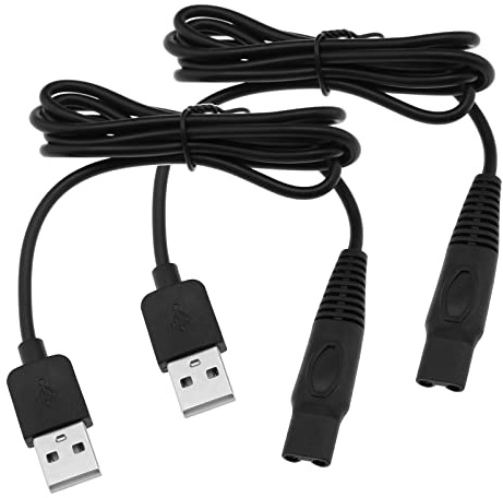 ECSiNG 2Pcs 5V Elektrorasierer USB Ladekabel Ersatz Kompatibel mit Skull Pitbull Gold PRO Rasierer Ladekabel 1m Schwarz