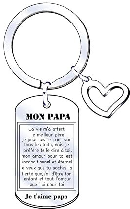 JRZDFXS Cadeau Papa Noel,Porte clef Papa je t'aime,Papa Porte-clés Cadeau,Porte-clés de de Papa,Cadeau de fête des pères,Cadeaux d'anniversaire,Cadeaux de Famille (6)