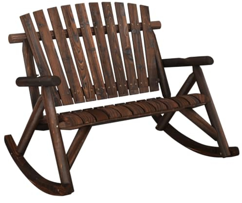 vidaXL Garten Schaukelbank 2 Sitzer, Bank mit Schaukeldesign, Sizbank mit Holzrahmen, Gartenbank Terrassenbank Holzbank, Massivholz Fichte