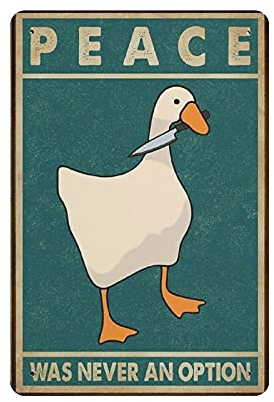 20 x 30 cm Peace Was Never An Option Duck Retro Metallschild Wanddekoration Kunst Eisen Druck Metall Poster Home Bar Cafe Club Garten Bauernhof Dekoration