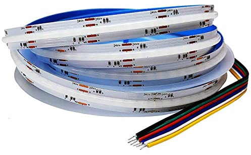5 in1 rgb cct fcob rgb cct cob led streifen licht 24v 5m 840leds/m 6pin rgbcw hoch dichte fob flexible hintergrund beleuchtung lampe wohnkultur