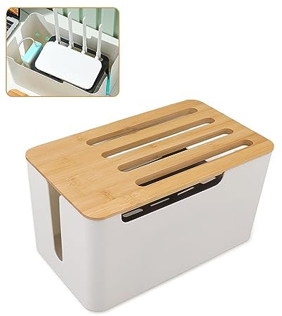 Gugxiom Bambus Router Aufbewahrungsbox, Poliertes WLAN Box Verstecken Set, Kabel Verstecken Router Box, Zum Verstecken von WLAN-Router, TV-Box-Komponenten, Kabeln usw.