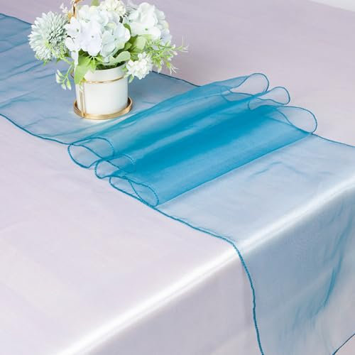 Wambere 5 Stück Organza Tischläufer,30cmx275cm Zartes Tischband,Table Runner Tischdeko für Esszimmer Party Urlaub Dekoration Hochzeit Festliche Dekoration zu besonderen Anlässen Deko,