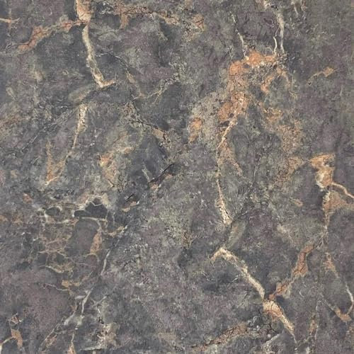 Dark Mineral Grey Stone Effect Wallpaper - Metallic Bronzer Modern Contemporary Feature Wall - Textured Vinyl