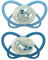 nip - Butterfly Night | 16-32 Monate | 2er Pack | Stillfreundlicher, zahnfreundlicher Babyschnuller mit Leuchtknopf inkl. Schnullerbox. Nachhaltiger Schnuller mit weichem Silikonsauger, Hellblau/Blau