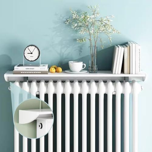 UVCMDUI Heizkörperabdeckung Weiß, Breite 15 cm Universelles Heizung Verkleidung, Heizkörper Abdeckung aus Aluminiumlegierung Ohne Bohren mit 4,5 cm Halterung, Staubdichtes Rauchfreies,40cm