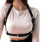 KSJEHW Punk Leder Körperkette Damen Leder Gürtel Körper Brust Kette Schwarz körperkette taillengürtel Verstellbare für Frauen Mädchen Cosplay Damen（Schwarz）