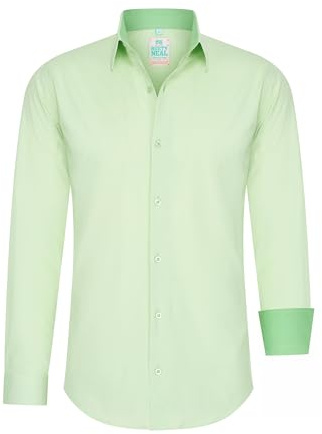 Rusty Neal Herren-Hemd Pastellfarben Premium Slim Fit Langarm Cotton-Stretch Kontrast Hemd Business-Hemden Freizeithemd 66