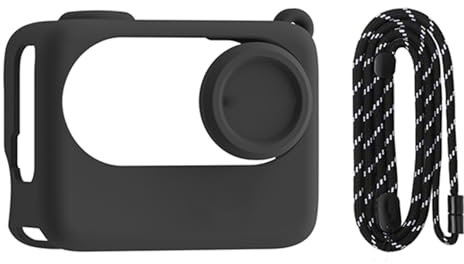 Silicone Protective Case with Lens Cap and lanyard Compatible for Insta360 GO 3S Action Pod Soft Sleeve Case Cover Protection Accessories (Black)