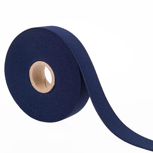 Elástico de colores para costura, elástico de costura de 20 mm, tipo tejido, 5 metros (azul marino)