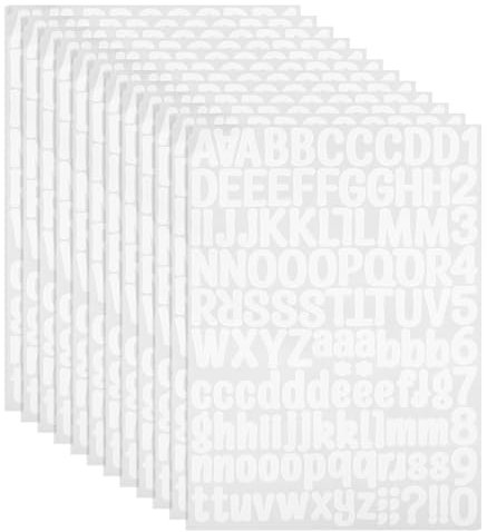 PATIKIL Vinyl Buchstaben Zahlen Aufkleber Set, 1512 Stück 12 Blätter Selbstklebende Aufkleber für Briefkastenschild Adresse DIY Bastelkarten (Weiß)