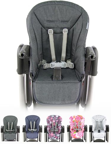 Ersatzbezug Sitzkissen [Bezug für Hochstuhl] kompatibel mit Peg Perego Prima Pappa TATAMIA & NEW BORN (meliert grau)