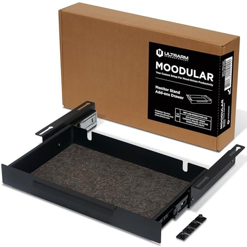 ULTRARM Moodular MSA-DR Support de moniteur en bois avec tiroir de rangement Nécessite des rails coulissants en bois Moodular