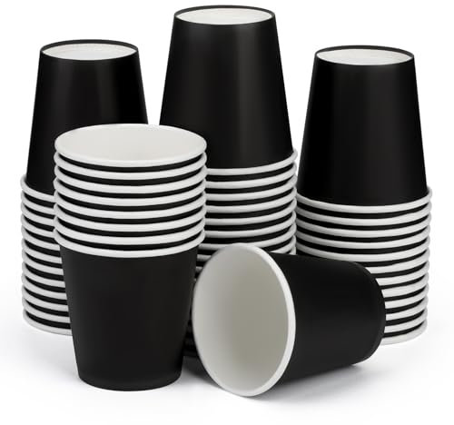 ENCHOL 50 Pack 3 oz Paper Cups, Disposable Bathroom Cups, Mouthwash Cups, Mini Espresso Cups, 3 oz Disposable Black Paper Cup for Party, Picnic, Office, and Travel (Black)