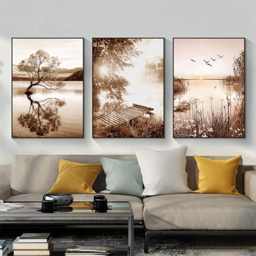 HMDKHI Moderne Aesthetic Pflanze Bilder Boho Deko Bilder, Natur Landschaftsposter, Abstraktes Art Deco Poster Set - Kein Rahmen (3Pcs-40x60cm,Poster-12)